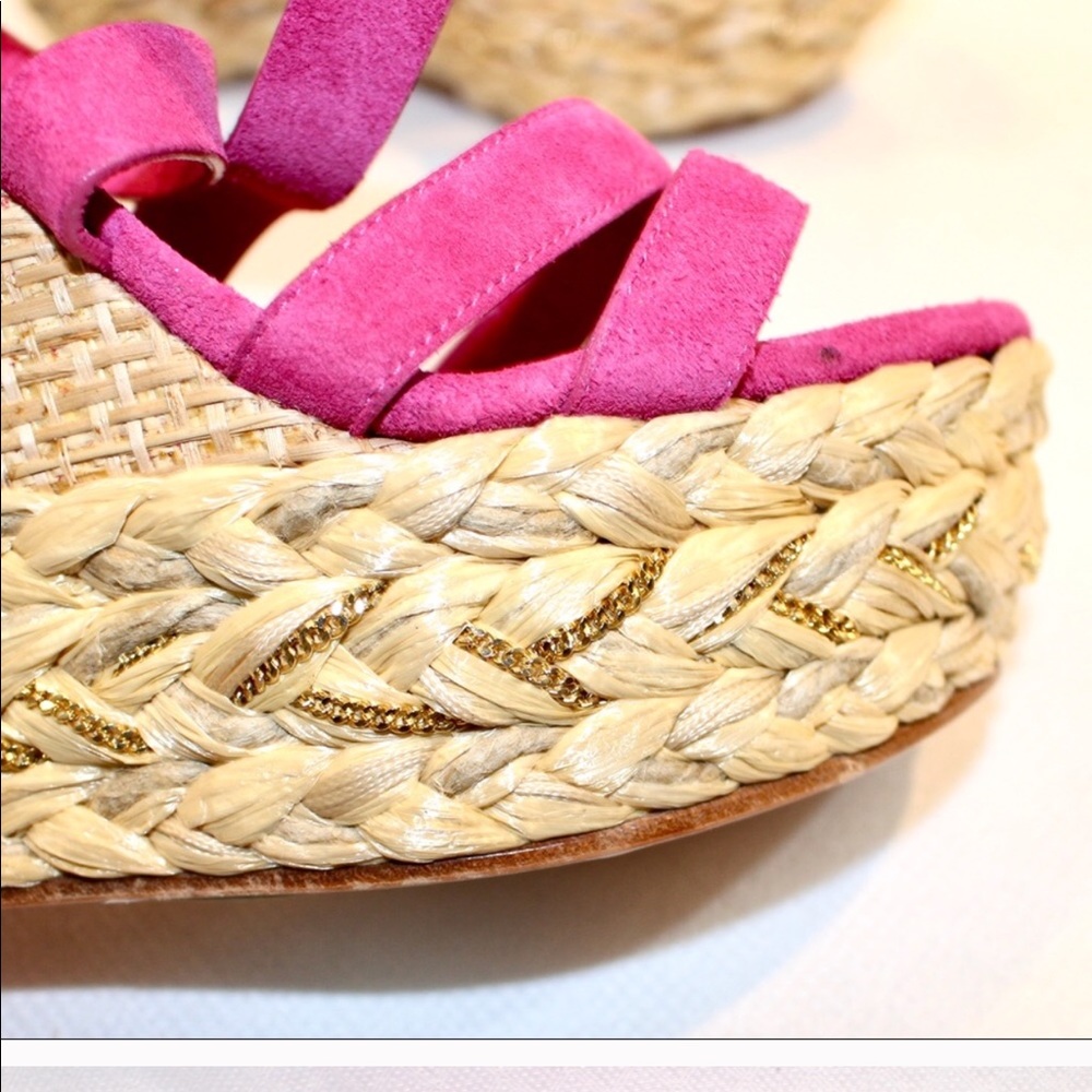 Casadei pink suede wedge gorgeous new 7.5 - Picture 5 of 6